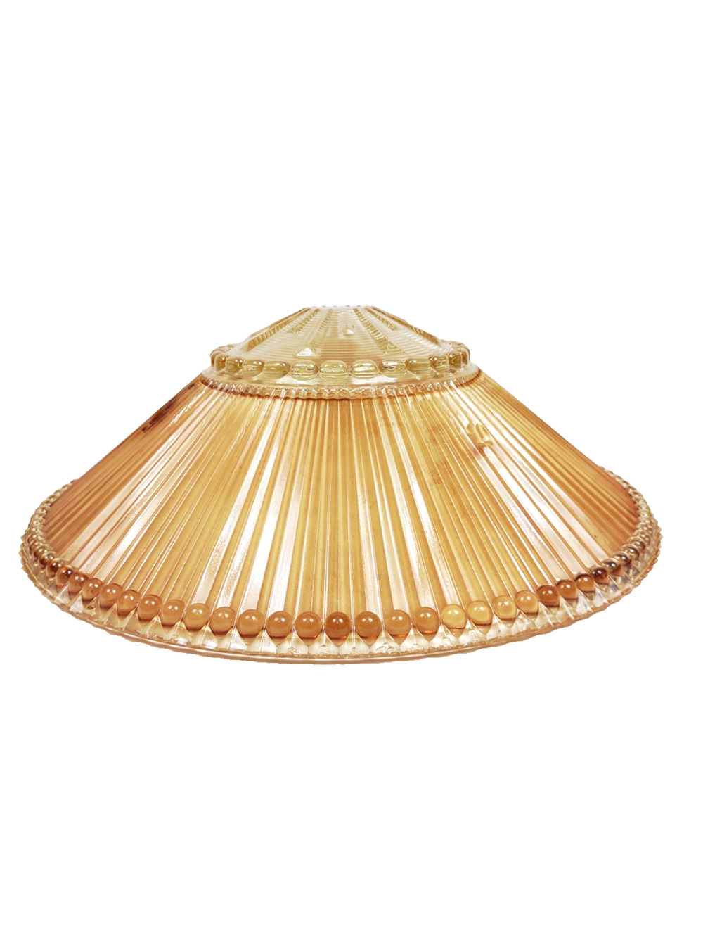 Art Deco Semi Flush Mount Peach Ribbed Glass Light Shade Heavy 40 50s Atomic